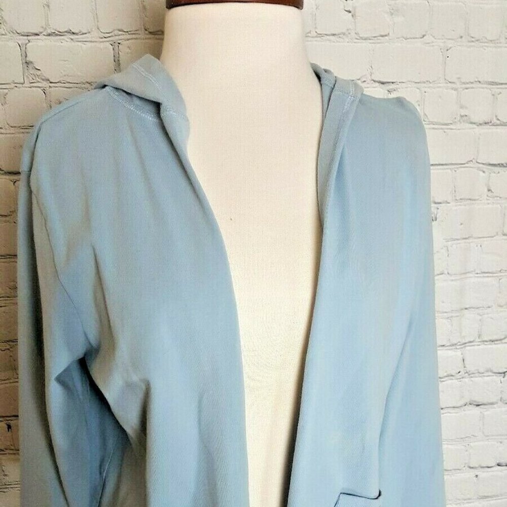 Talbots Womens M Petite Hooded Jacket Light Blue